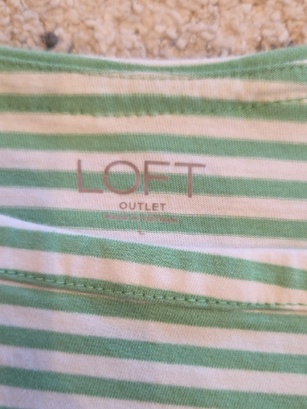 LOFT Green & White Striped Short Sleeve Tee - Picture 2 of 4